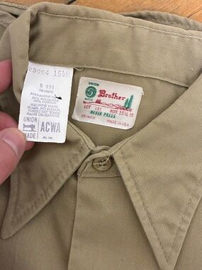 Vintage Brother Khaki Button-Up work Shirt - Tan